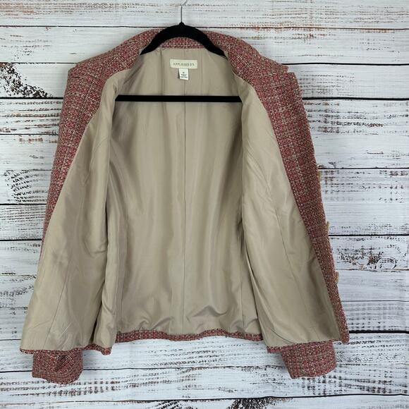 Women's NWOT Appleseed's Pink Blush Tweed Career Blazer Jacket Lined Size 12 - Picture 5 of 8
